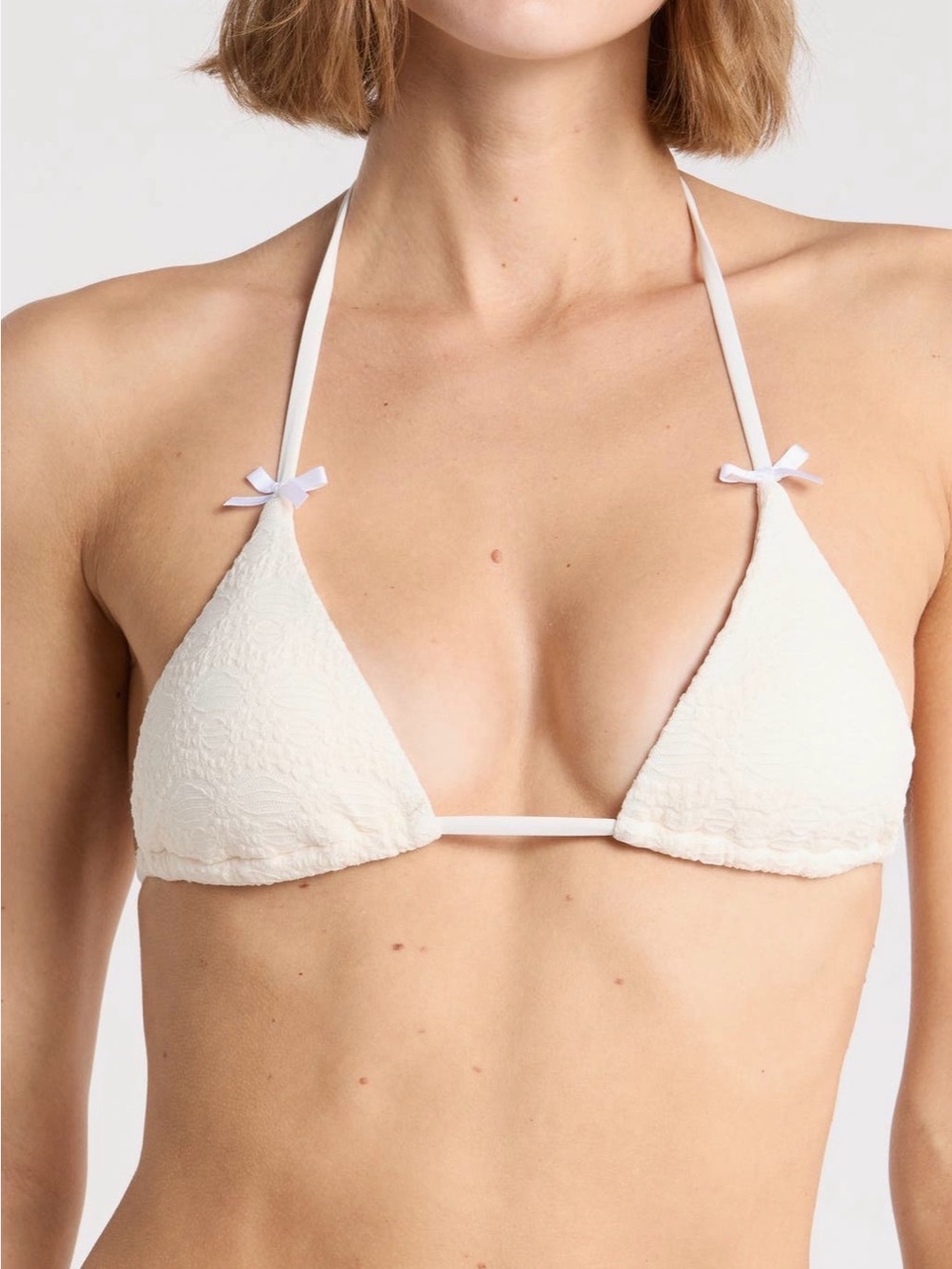 3 PIECE Dippin' Daisy's Ivory Textured Triangle Bikini Top